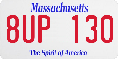 MA license plate 8UP130