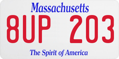 MA license plate 8UP203