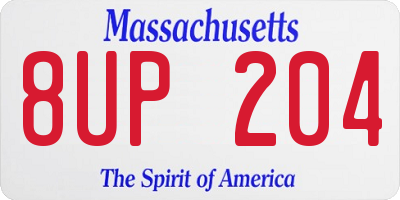 MA license plate 8UP204
