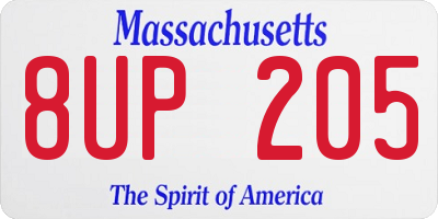 MA license plate 8UP205