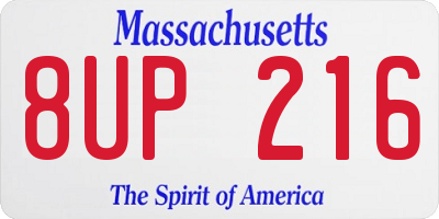 MA license plate 8UP216