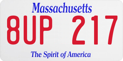 MA license plate 8UP217