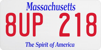 MA license plate 8UP218