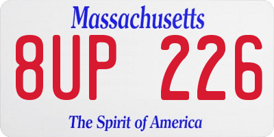 MA license plate 8UP226