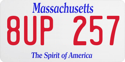 MA license plate 8UP257
