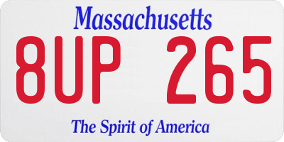 MA license plate 8UP265
