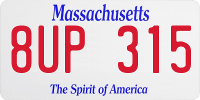 MA license plate 8UP315