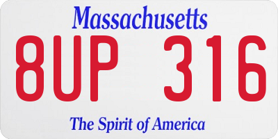 MA license plate 8UP316