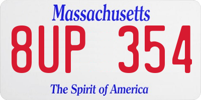 MA license plate 8UP354