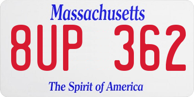 MA license plate 8UP362