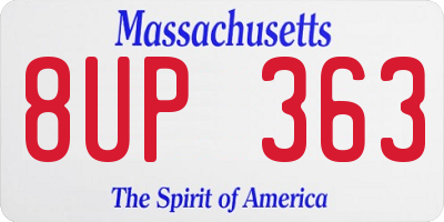 MA license plate 8UP363