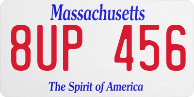 MA license plate 8UP456