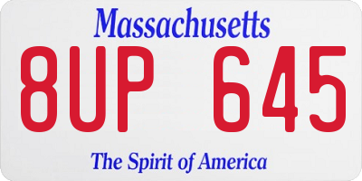 MA license plate 8UP645