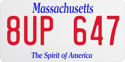 MA license plate 8UP647