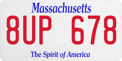 MA license plate 8UP678