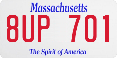 MA license plate 8UP701