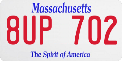 MA license plate 8UP702
