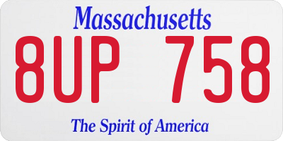 MA license plate 8UP758