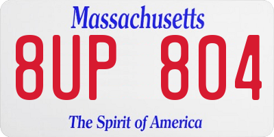 MA license plate 8UP804