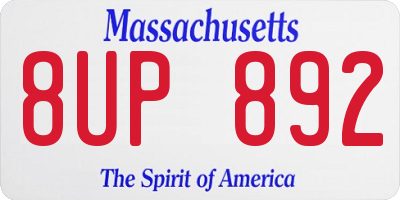 MA license plate 8UP892