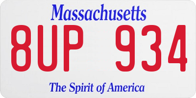 MA license plate 8UP934