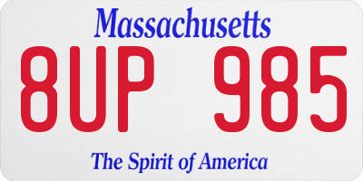 MA license plate 8UP985
