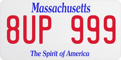 MA license plate 8UP999