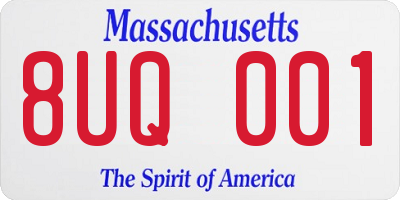MA license plate 8UQ001