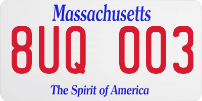 MA license plate 8UQ003