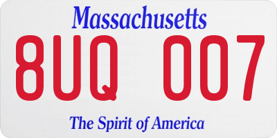 MA license plate 8UQ007