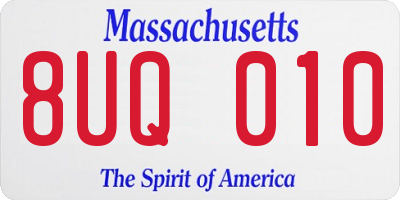MA license plate 8UQ010