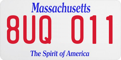 MA license plate 8UQ011