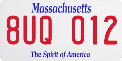 MA license plate 8UQ012