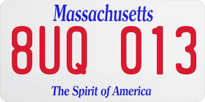 MA license plate 8UQ013