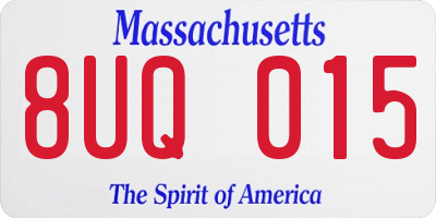 MA license plate 8UQ015