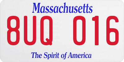 MA license plate 8UQ016