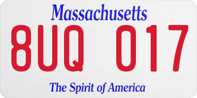 MA license plate 8UQ017