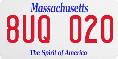 MA license plate 8UQ020