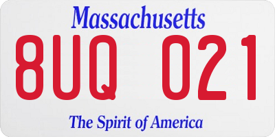 MA license plate 8UQ021