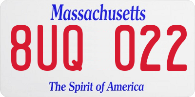 MA license plate 8UQ022