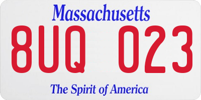 MA license plate 8UQ023