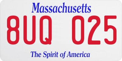 MA license plate 8UQ025