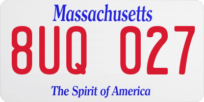 MA license plate 8UQ027