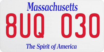 MA license plate 8UQ030