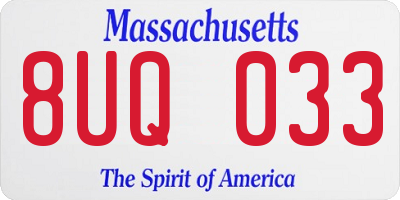 MA license plate 8UQ033
