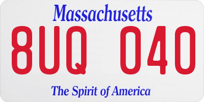 MA license plate 8UQ040