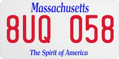 MA license plate 8UQ058