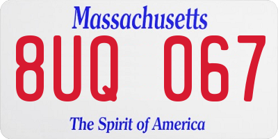 MA license plate 8UQ067