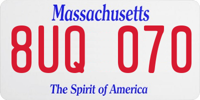 MA license plate 8UQ070