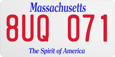 MA license plate 8UQ071